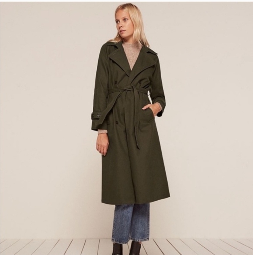 Reformation Colonel Trench Coat Army Green Size S - Picture 3 of 6